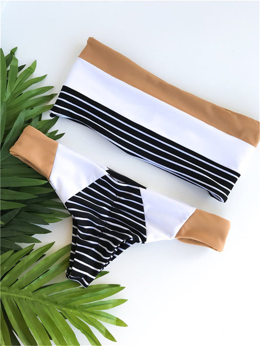 Bandeau Stripe Print Bikini