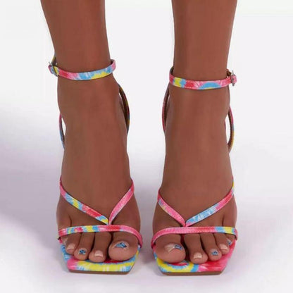 Candy Lace Square Toe Heels