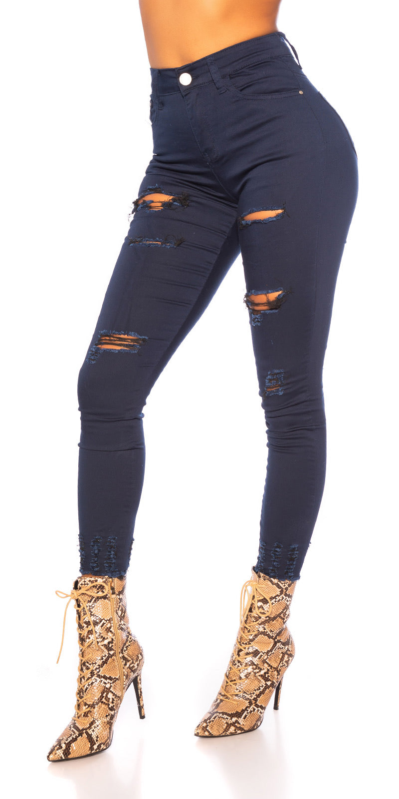 Navy Distressed Jeans