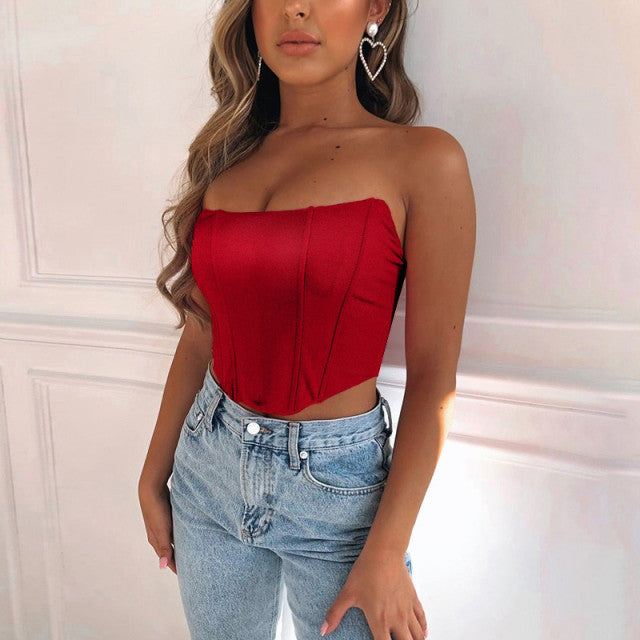 Satin Pointed Corset Top